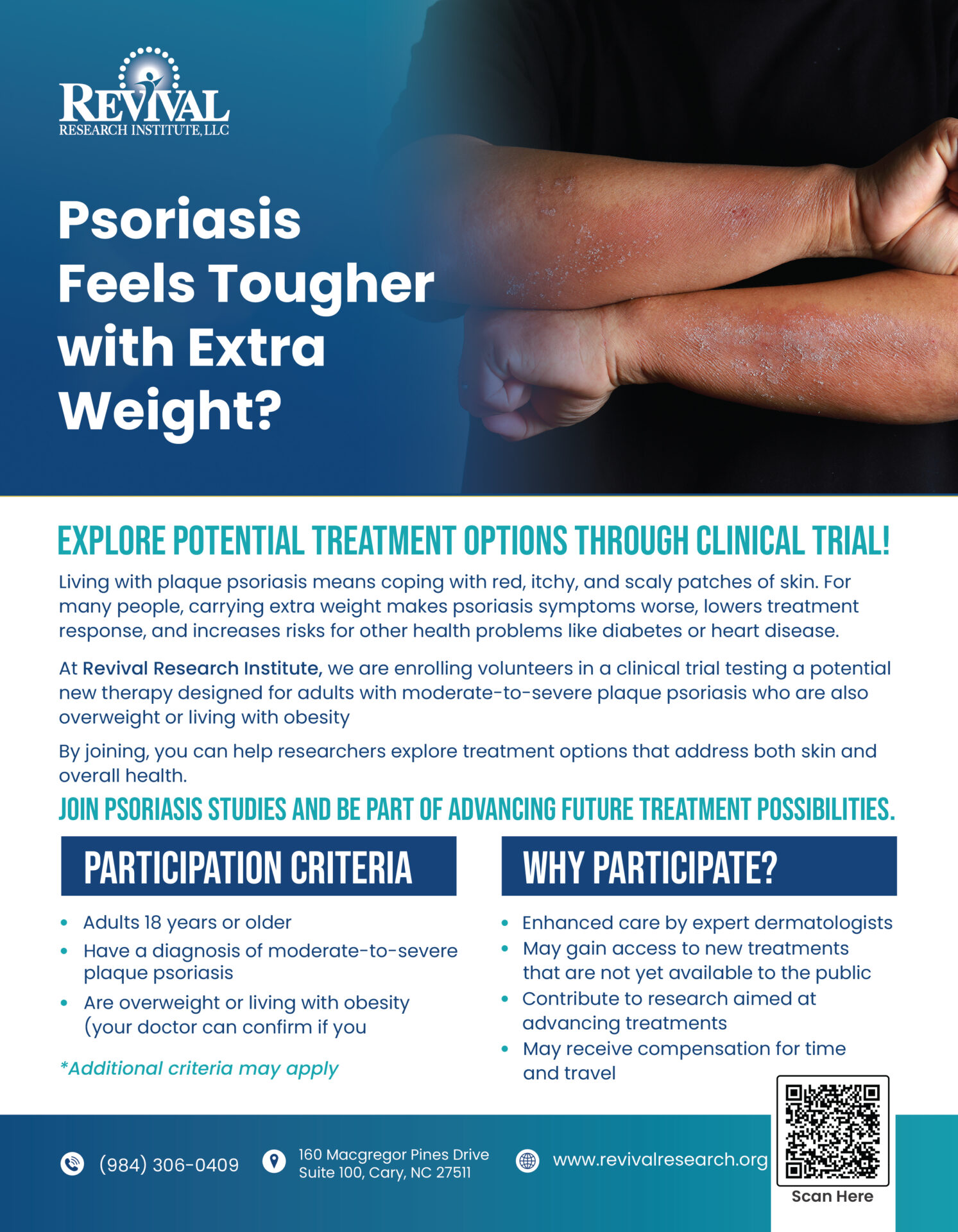 Plaque Psoriasis and Obesity Clinical Trial Flyer