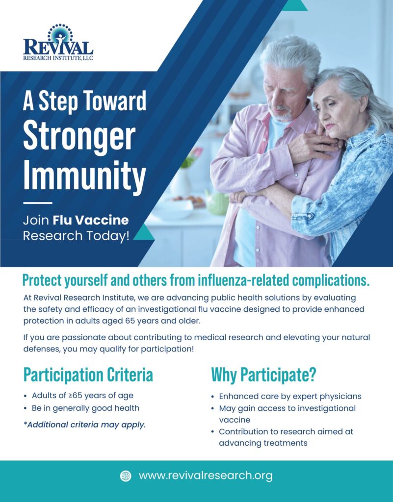 Influenza mRNA Vaccine Clinical Trials Flyer