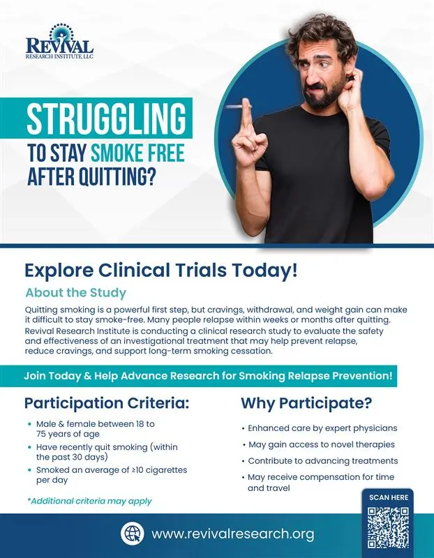 Clinical Trials for Smoking Relapse Flyer