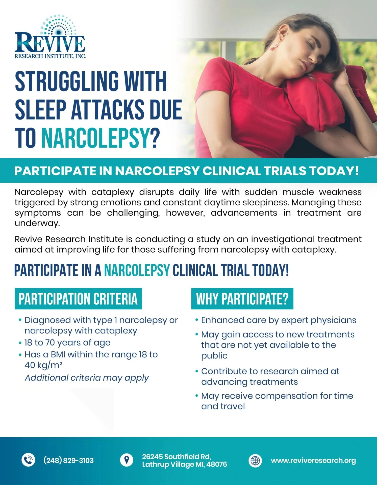 Narcolepsy Clinical Trials Flyer