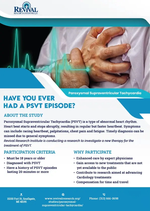 Paroxysmal Supraventricular Tachycardia Study Flyer