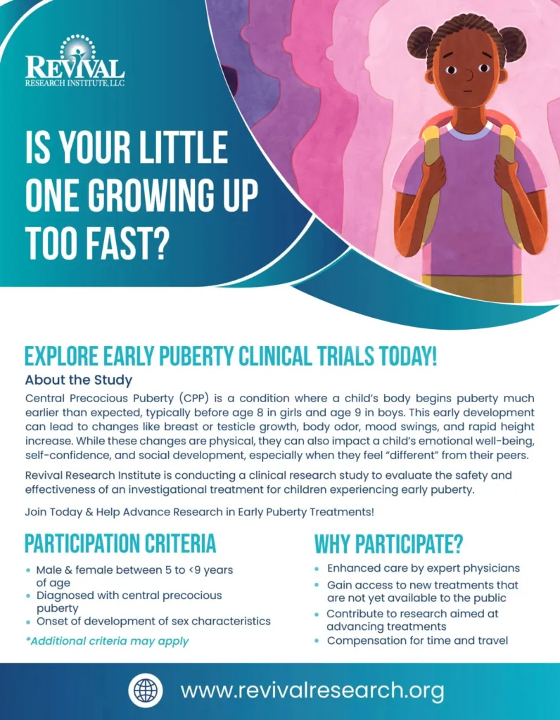 Precocious Puberty Clinical Trials Flyer