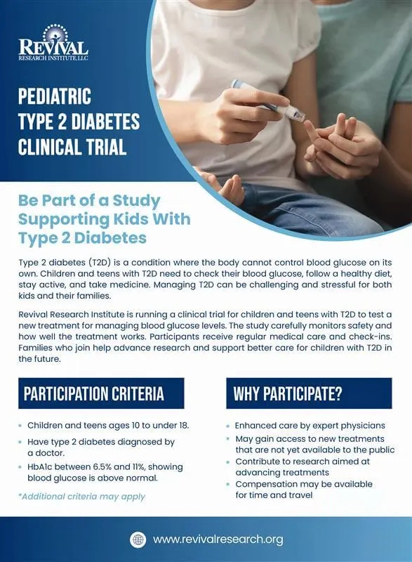 Pediatric Type-2-Diabetes Clinical Trials Flyer