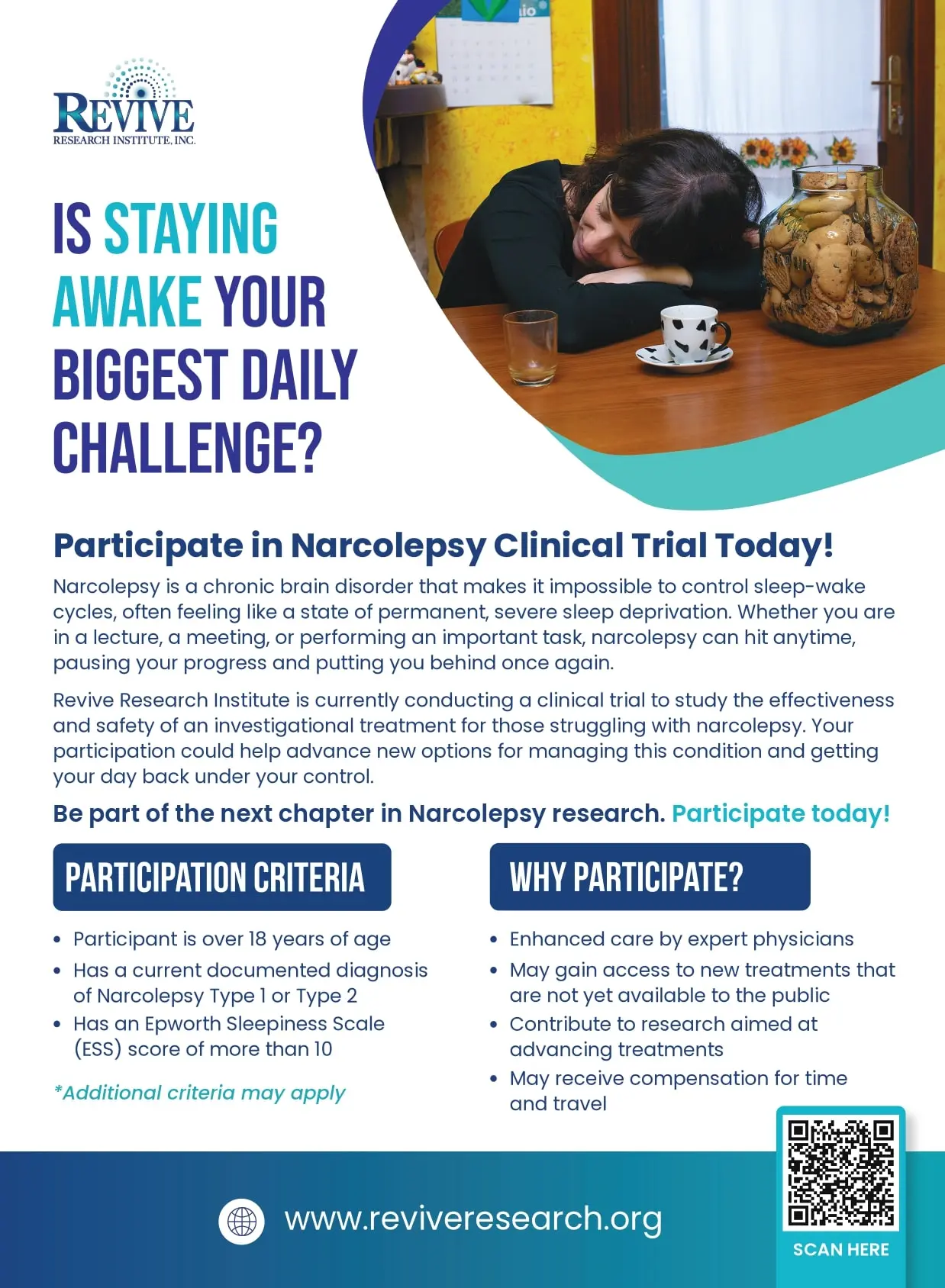 Clinical Trials for Narcolepsy flyer