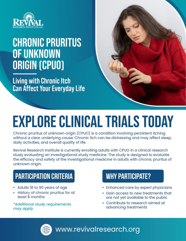 Chronic Pruritus of Unknown Origin Clinical Trials Flyer
